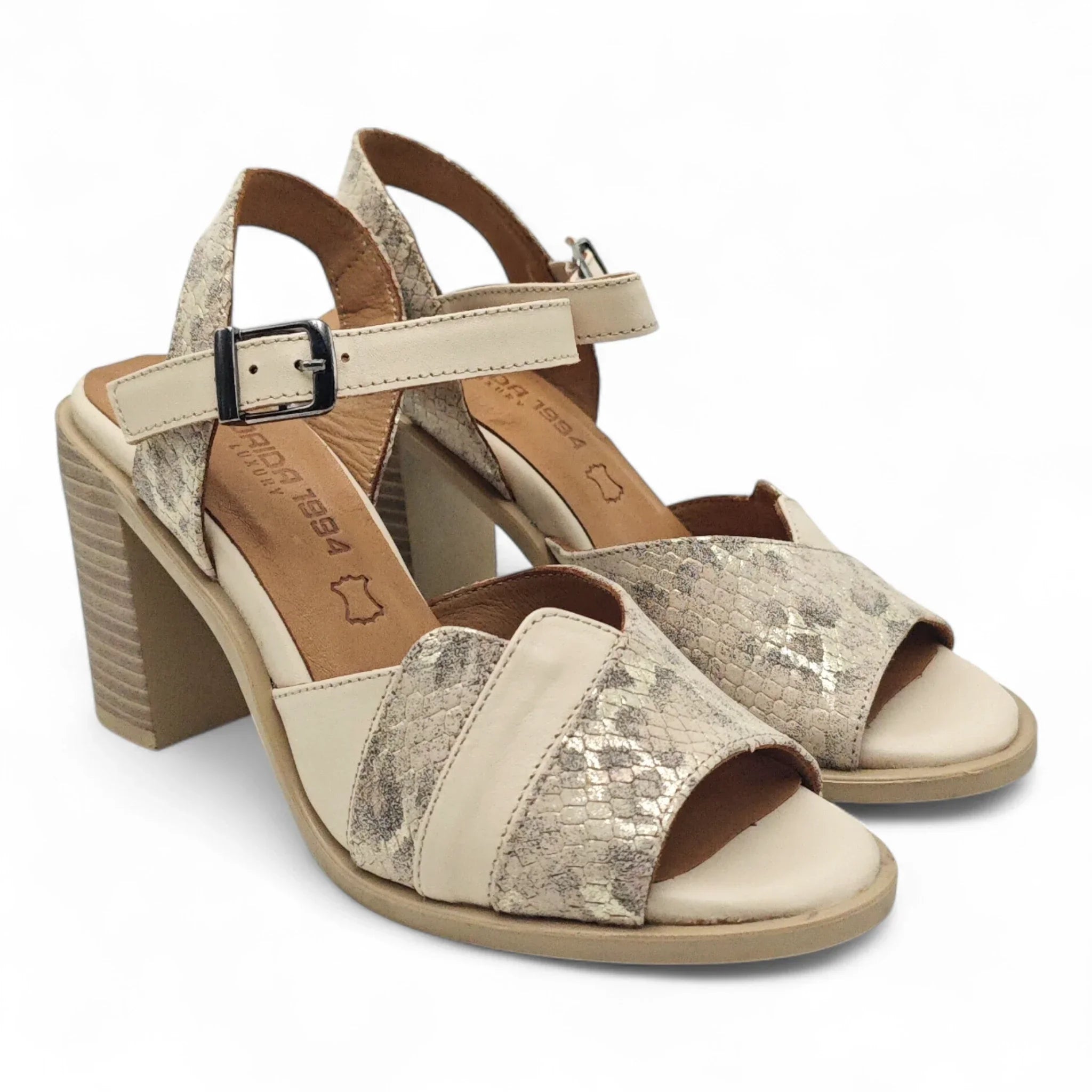 Ballerins sandale sa remenom za gležanj na blok štiklu 8205 - Obuća Monah