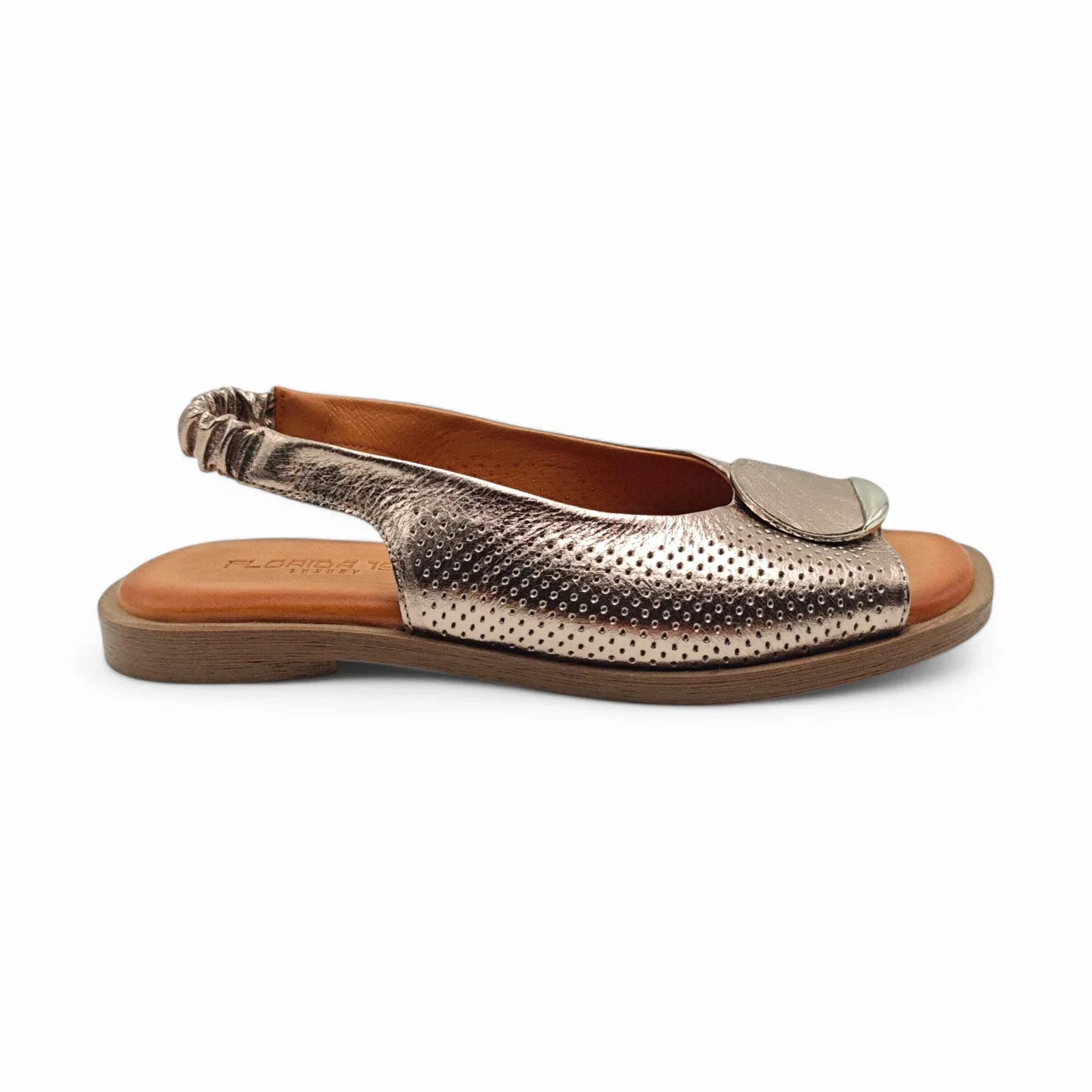 Ballerins ravne sandale sa podesivim remenom 75 - bronza - desno