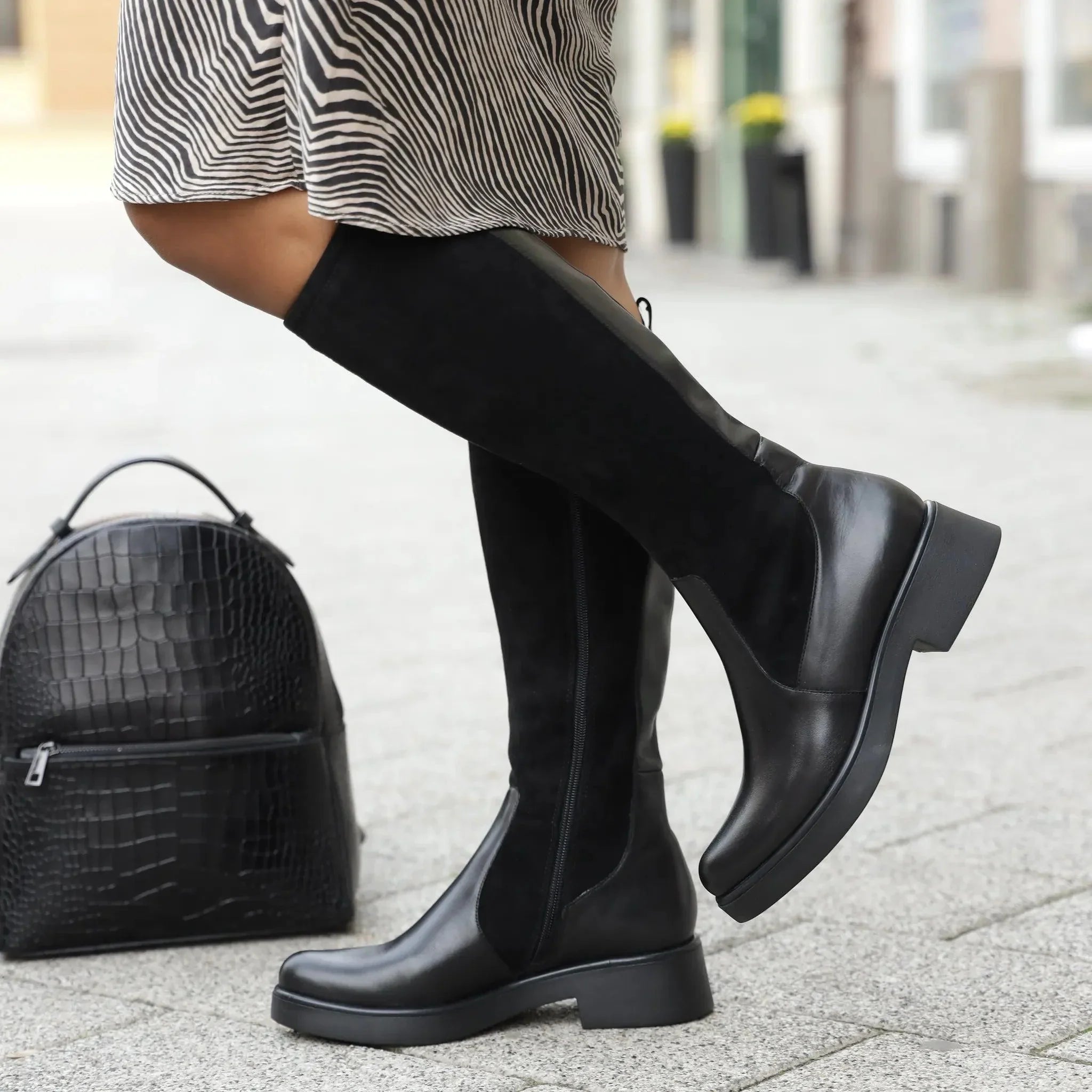 Caprice duboke ravne čizme sa zip zatvaračem 26505 - Obuća Monah