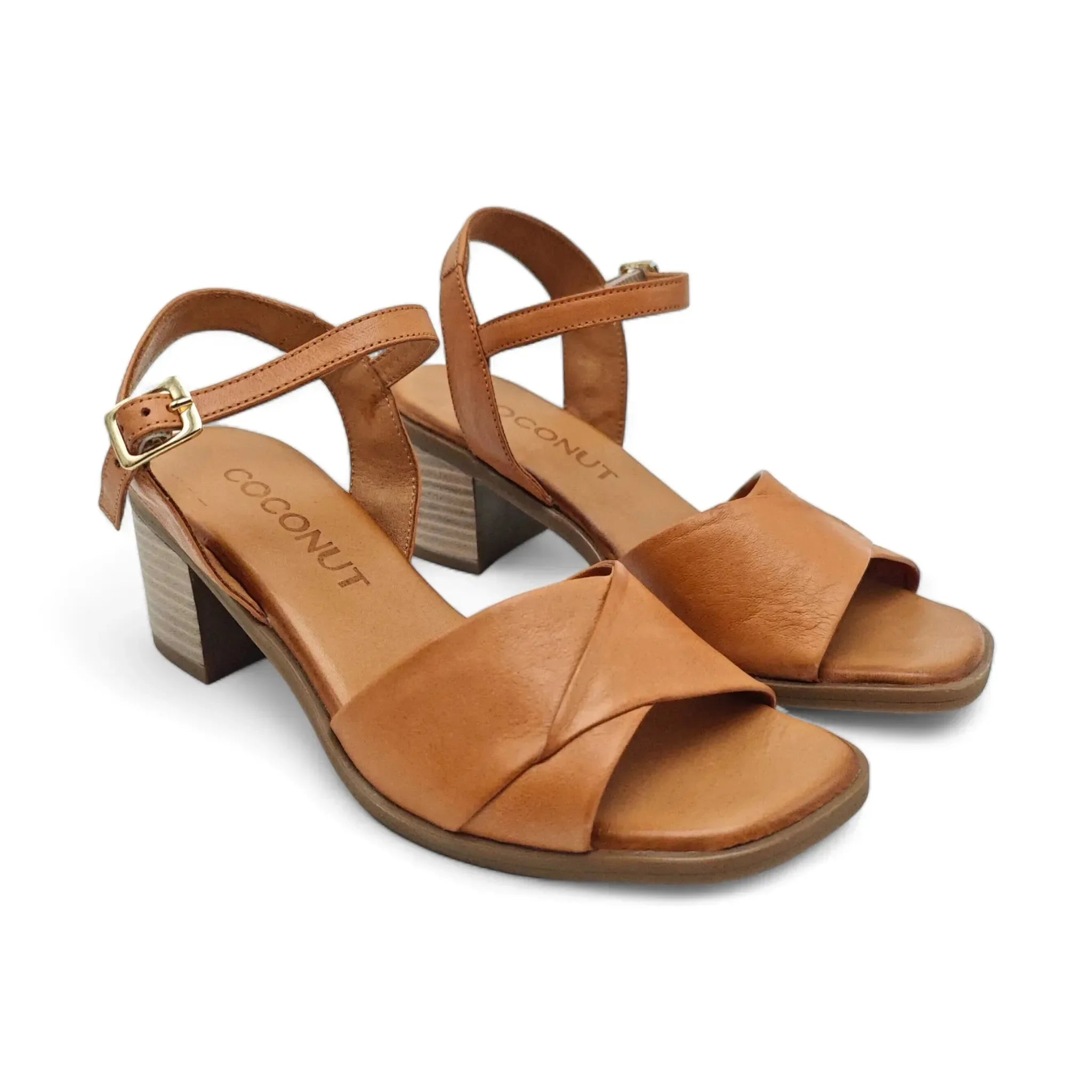 Coconut sandale sa remenom za gležanj na blok štiklu 1672 - Obuća Monah