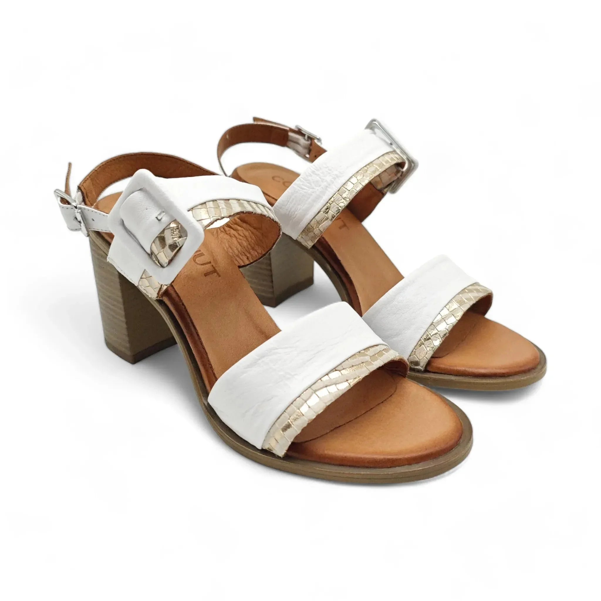 Coconut sandale sa remenom za gležanj na blok štiklu 0173 - Obuća Monah