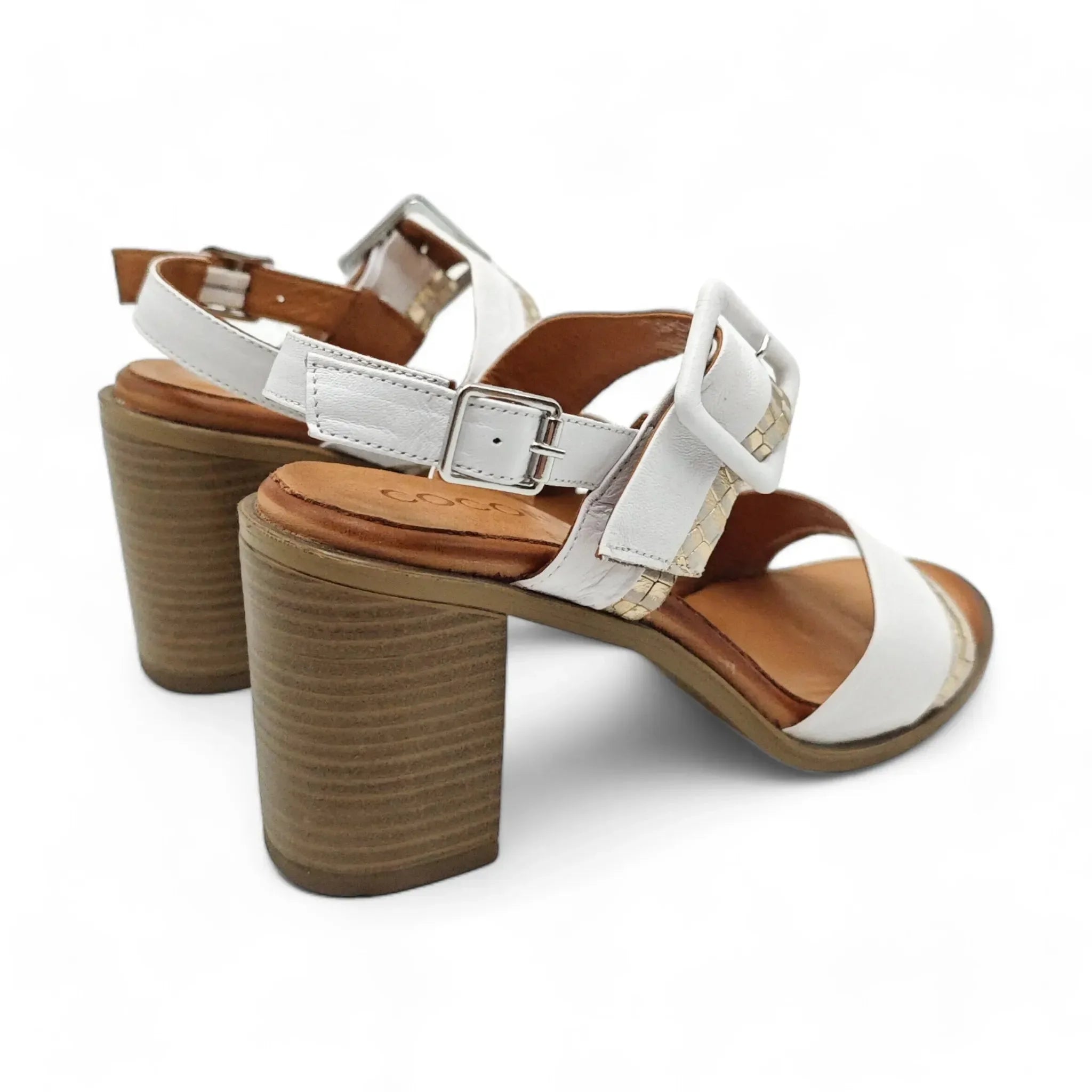Coconut sandale sa remenom za gležanj na blok štiklu 0173 - Obuća Monah