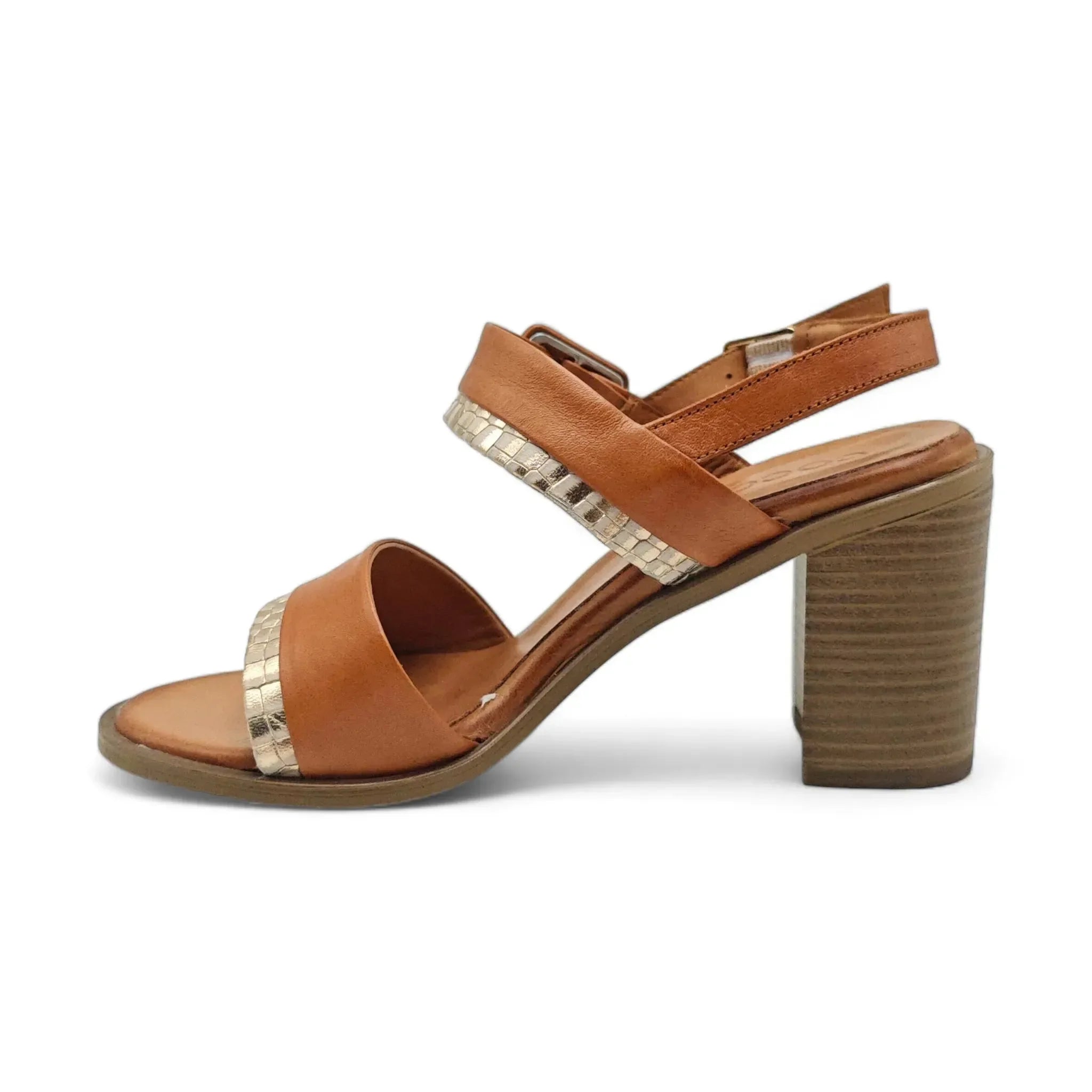 Coconut sandale sa remenom za gležanj na blok štiklu 0173 - Obuća Monah