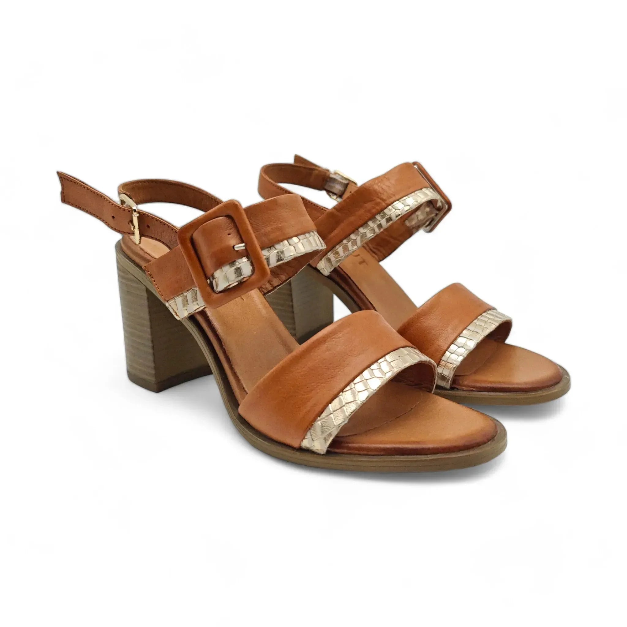 Coconut sandale sa remenom za gležanj na blok štiklu 0173 - Obuća Monah