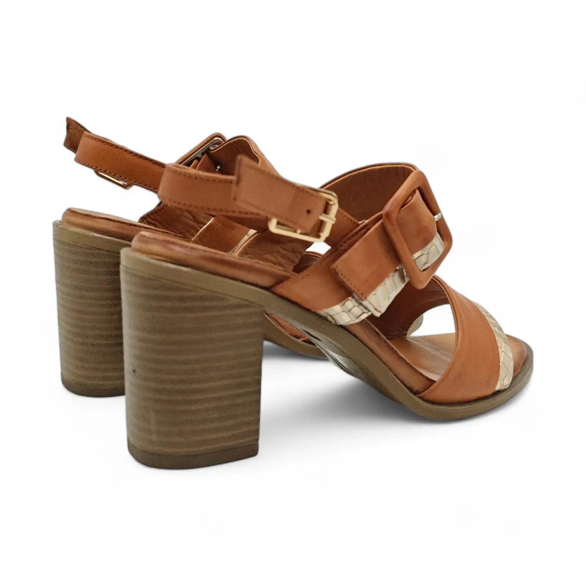 Coconut sandale sa remenom za gležanj na blok štiklu 0173 - Obuća Monah