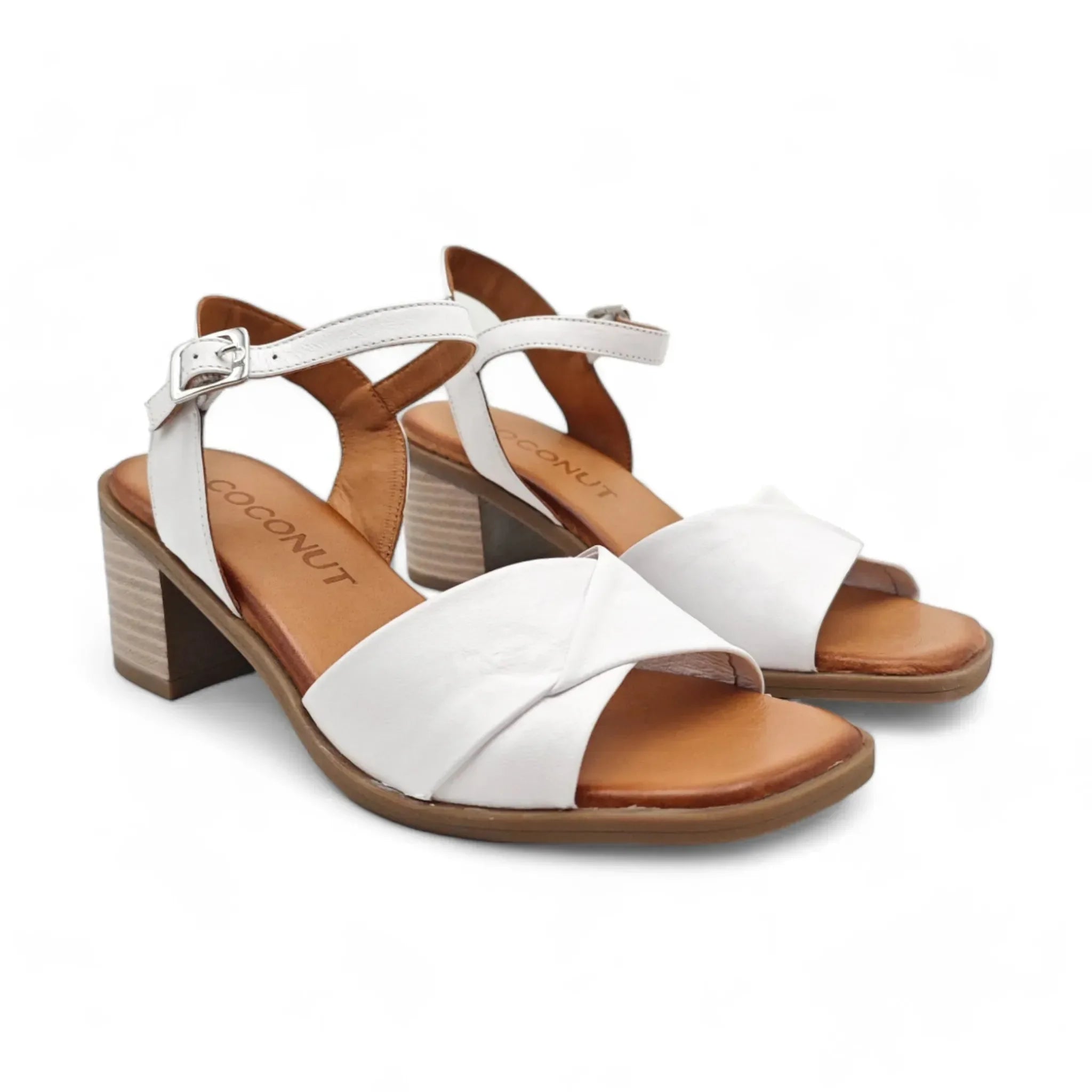 Coconut sandale sa remenom za gležanj na blok štiklu 1672 - Obuća Monah