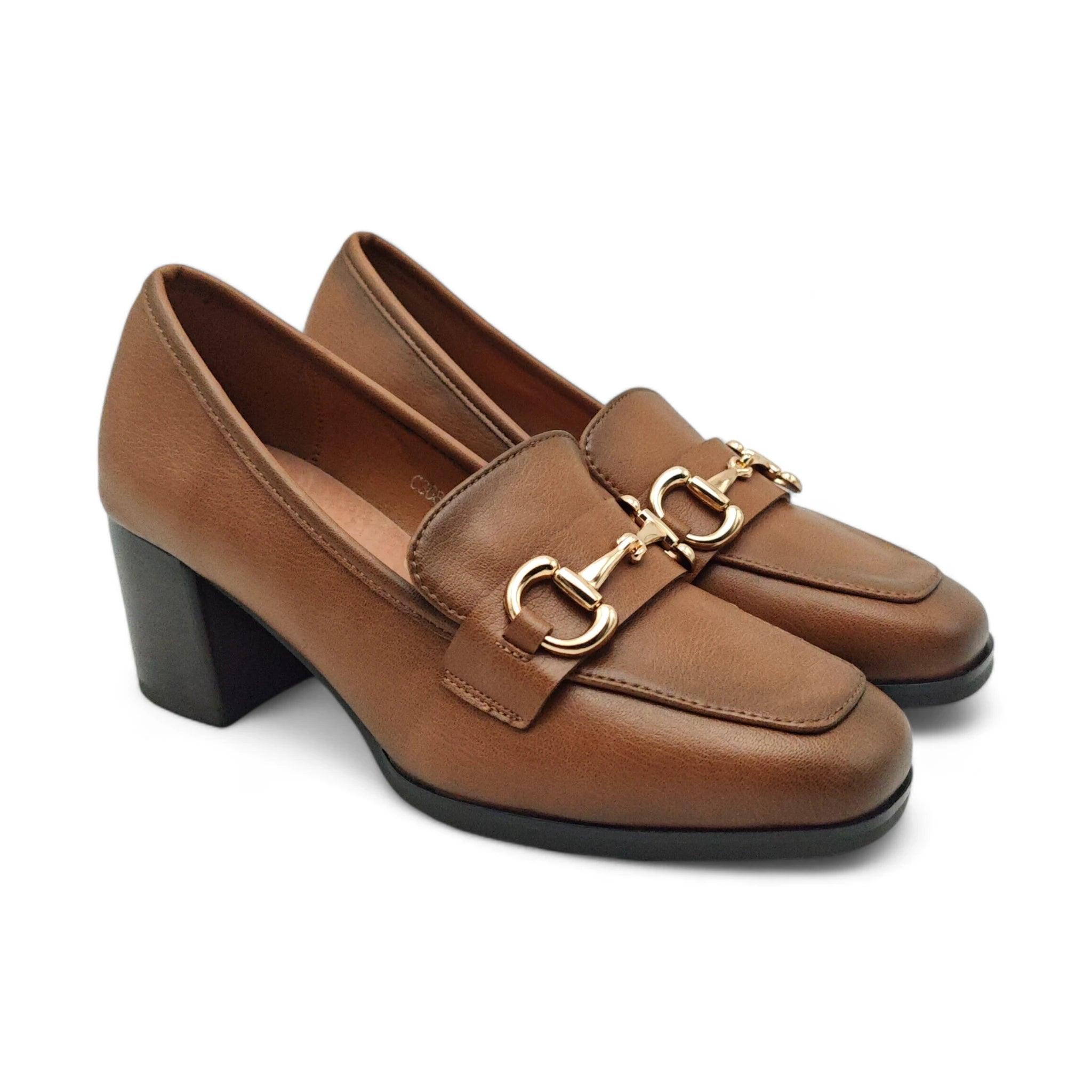 Emelie Strandberg klasične loafersice na blok štiklu 3684 - Obuća Monah
