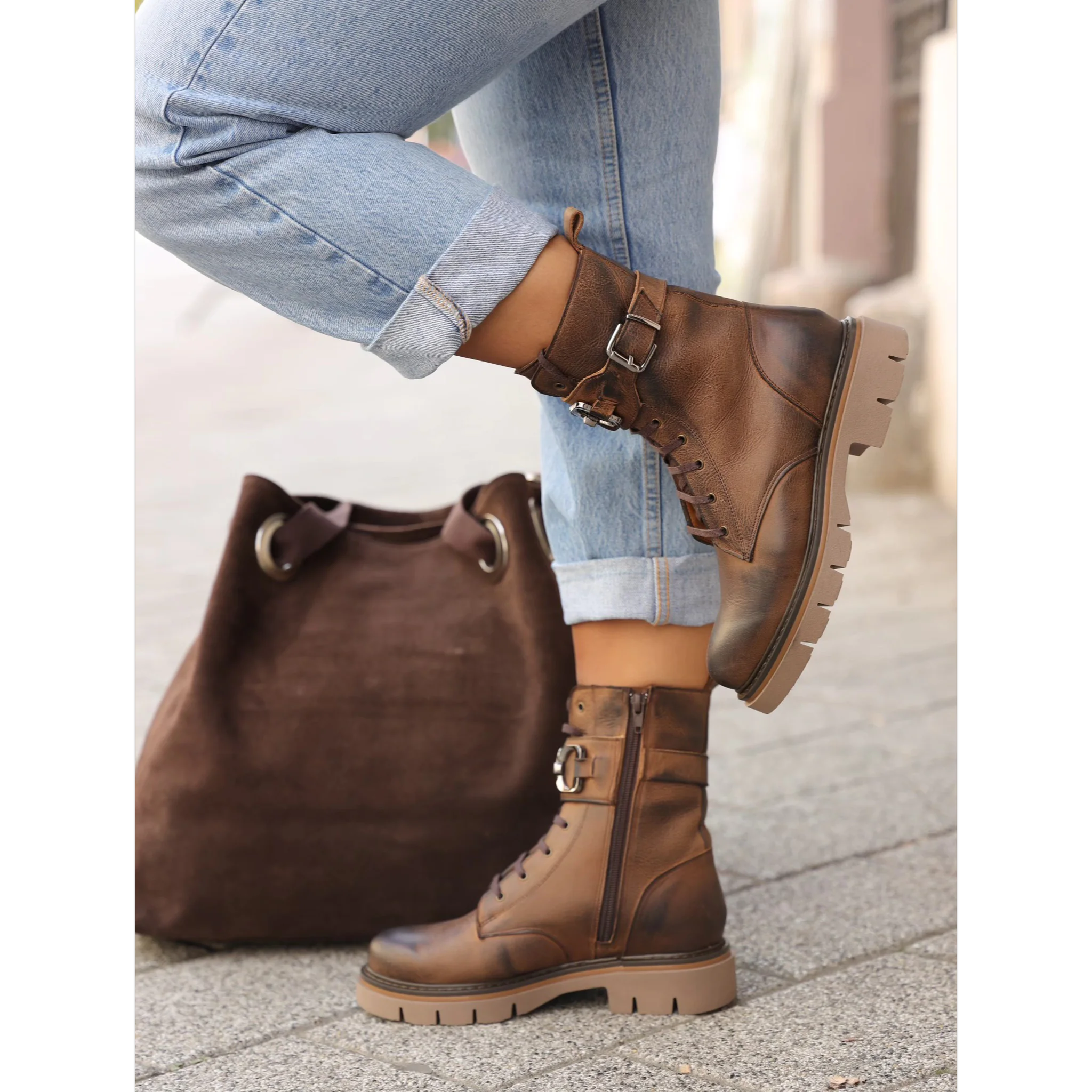 Florida kratke ravne čizme Martinke sa zip zatvaračem 5858 - Obuća Monah