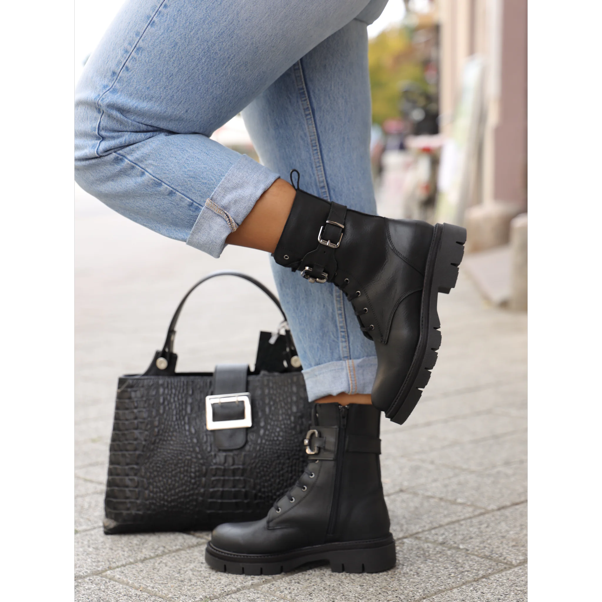 Florida kratke ravne čizme Martinke sa zip zatvaračem 5858 - Obuća Monah