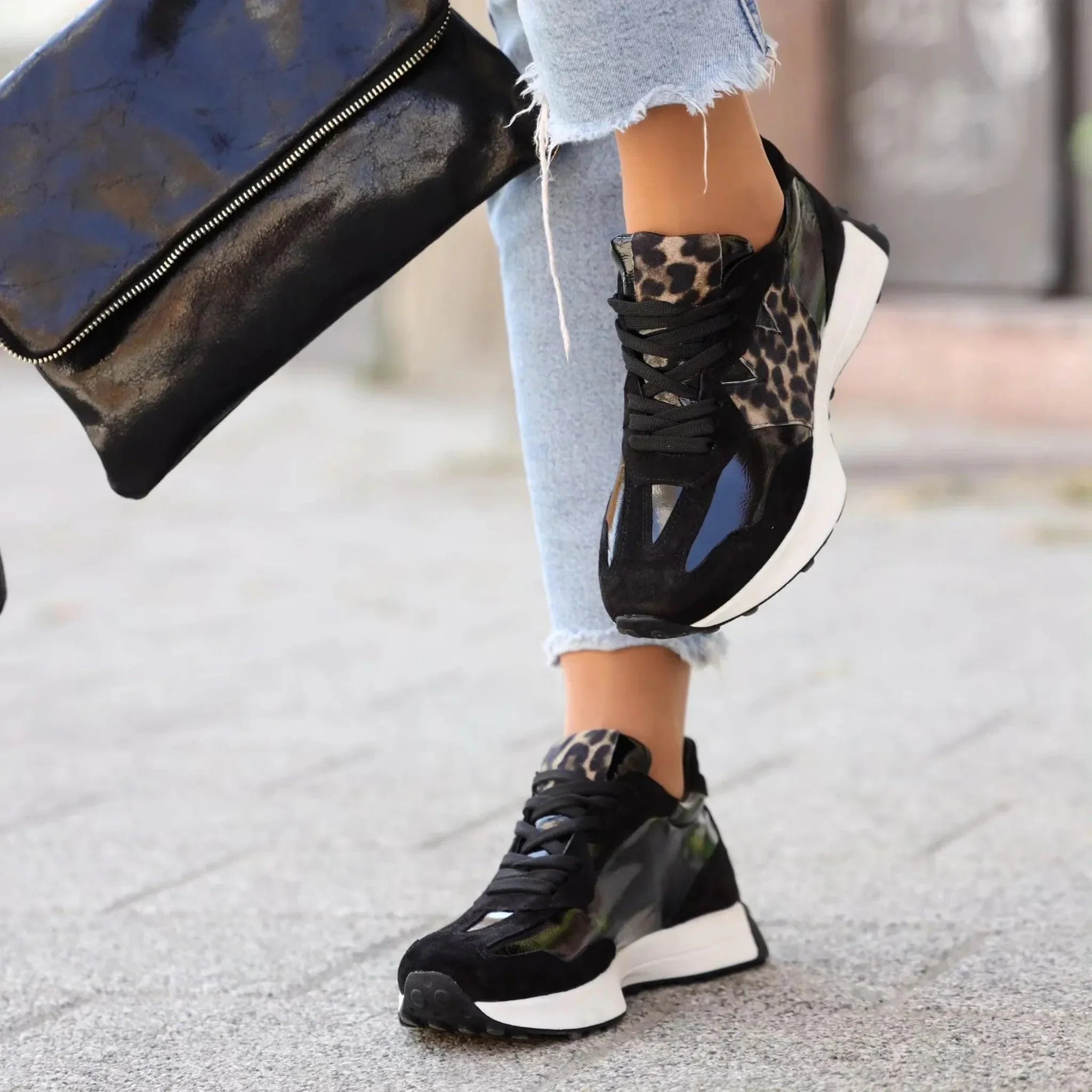 Moda Pelle plitke ravne modne patike na šnjiranje 12200 - Obuća Monah
