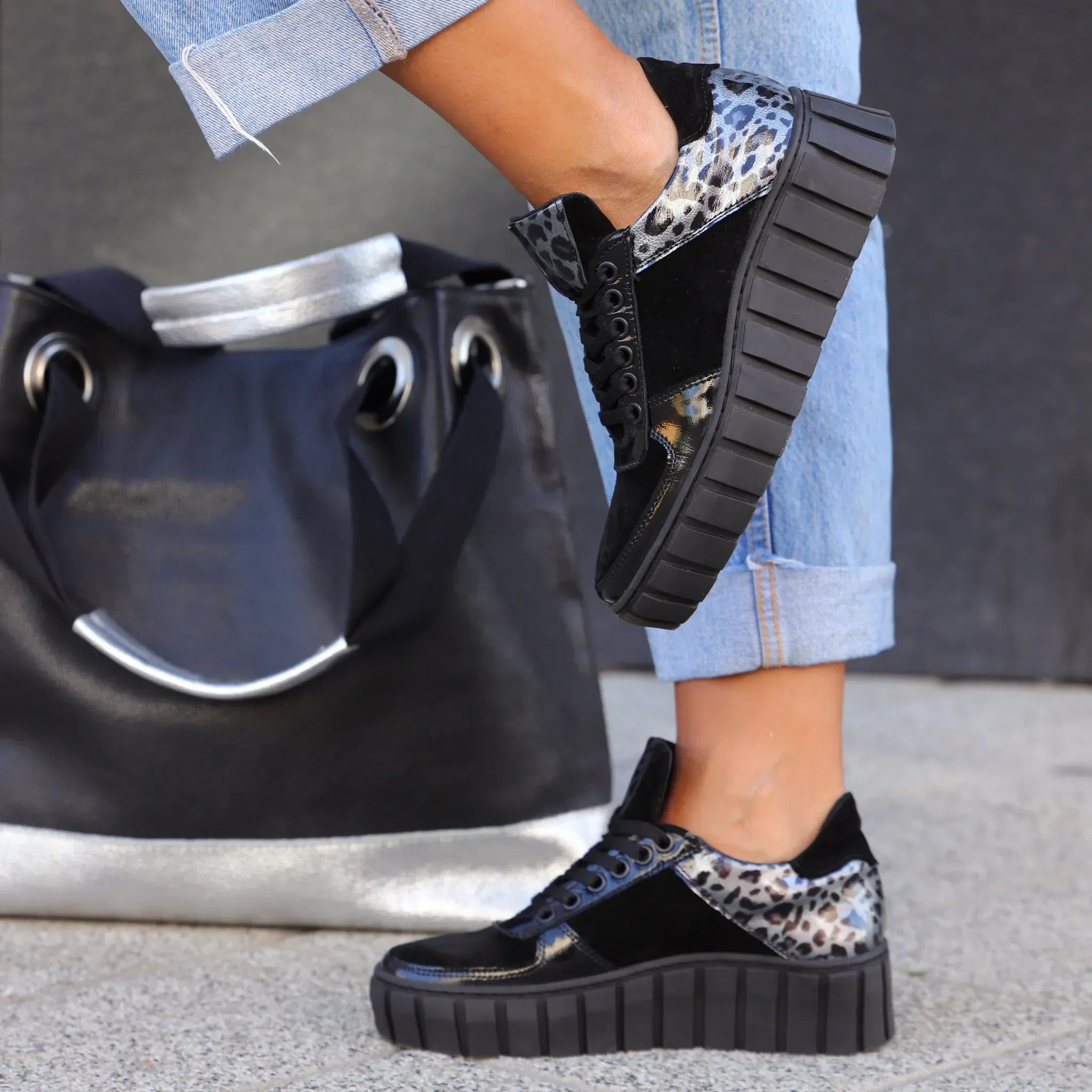 Moda Pelle plitke ravne modne patike na šnjiranje 10160