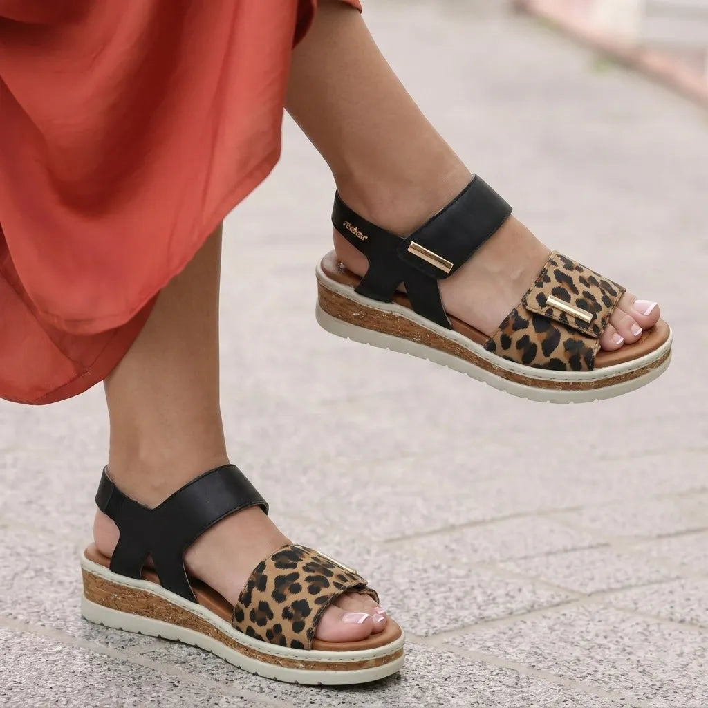 Rieker 4181 smeđi leopard on foot 01