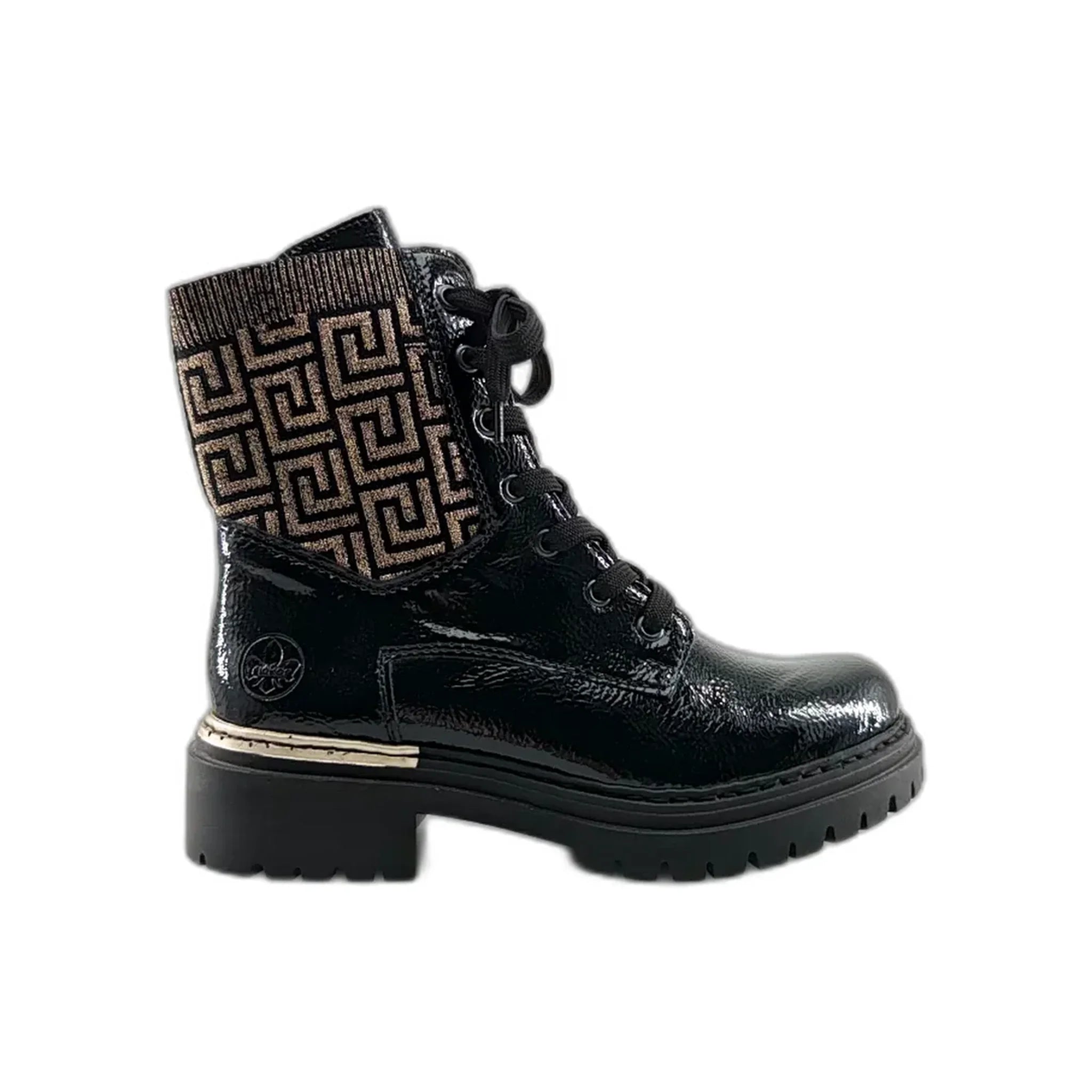 Rieker 72607 crni lak pogled desno