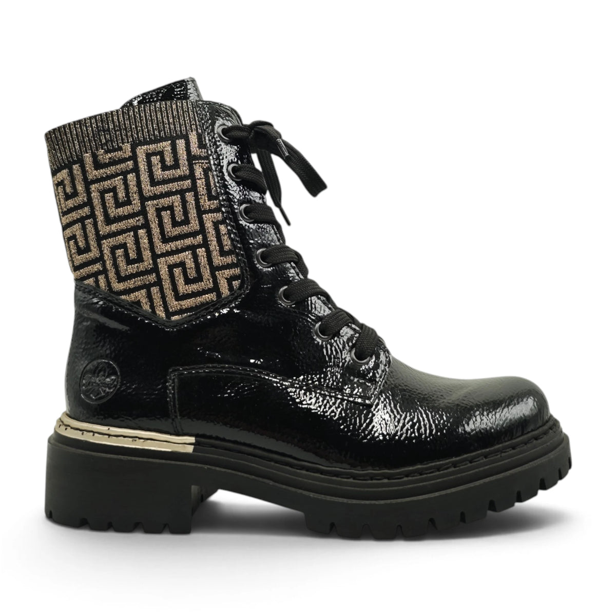 Rieker 72607 crni lak pogled desno