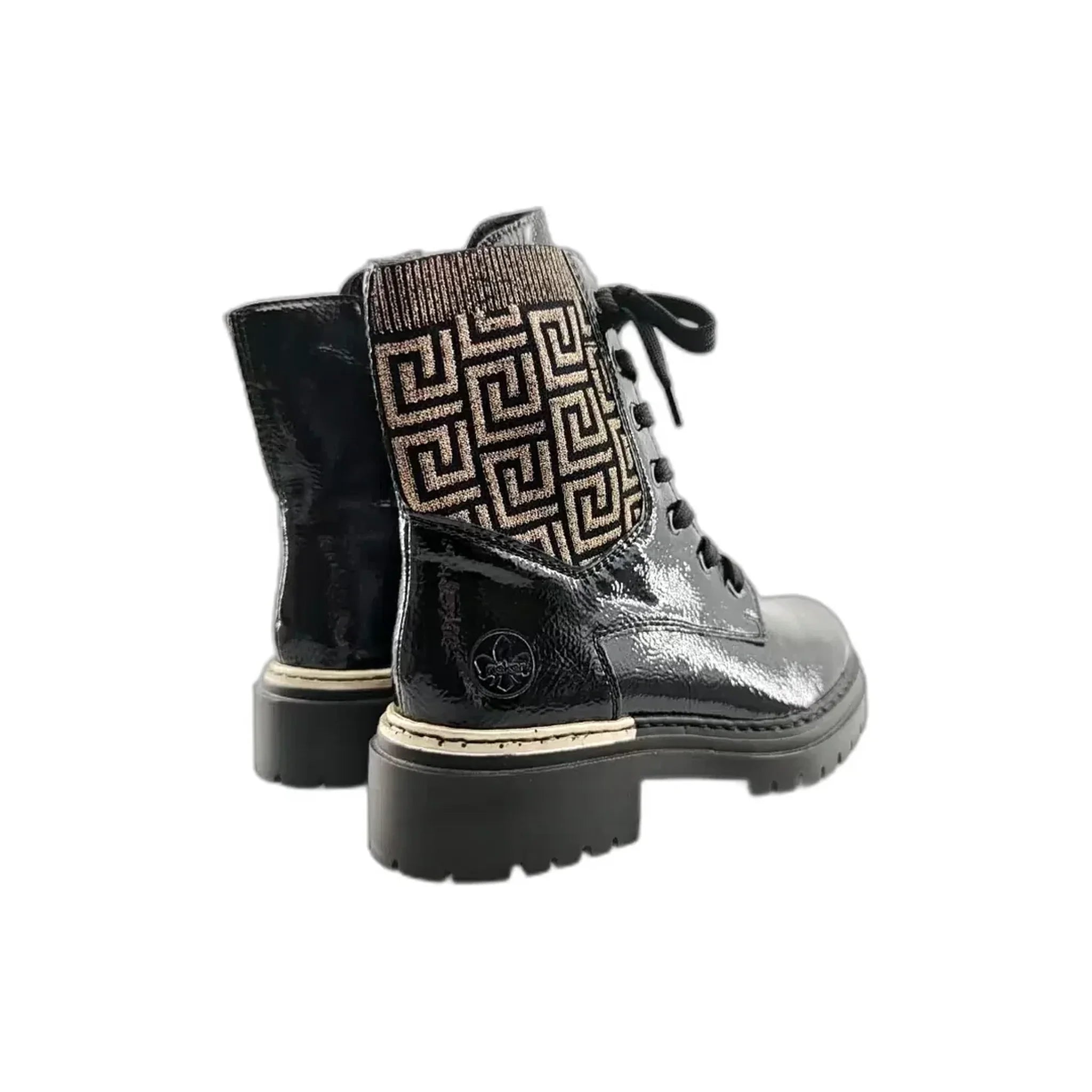 Rieker 72607 crni lak pogled straga