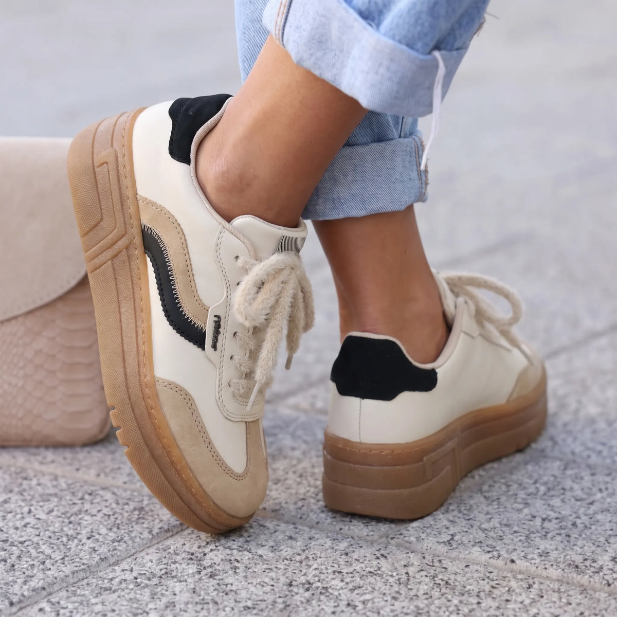 Rieker 7610 taupe on foot