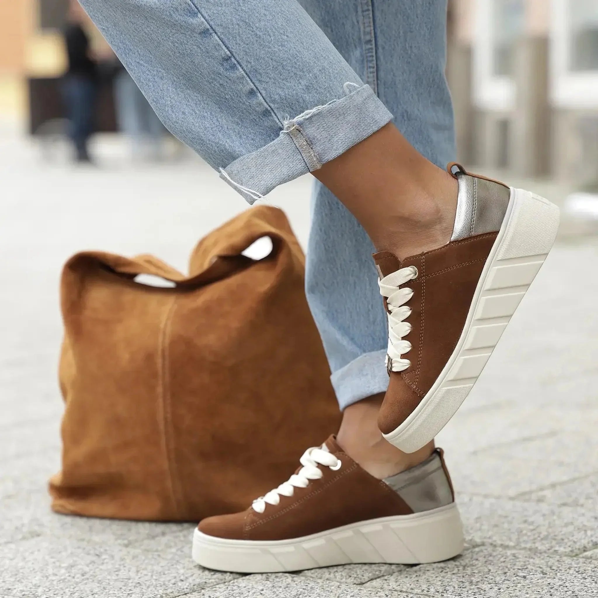 Rieker plitke ravne modne patike na šnjiranje 0502 - Obuća Monah