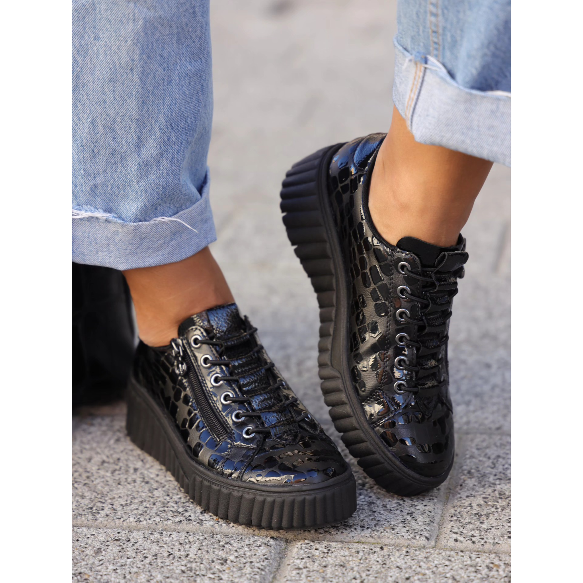 Rieker plitke ravne modne patike na šnjiranje 2555 - Obuća Monah