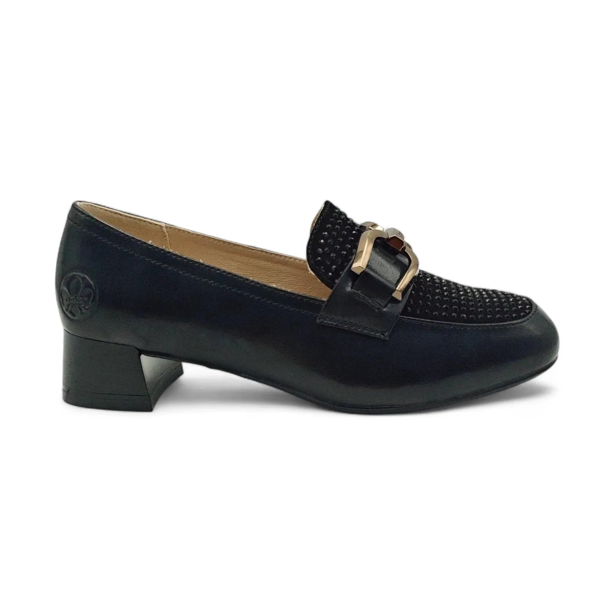 Rieker klasične formalne kaluđerke na blok štiklu 45055 - Obuća Monah