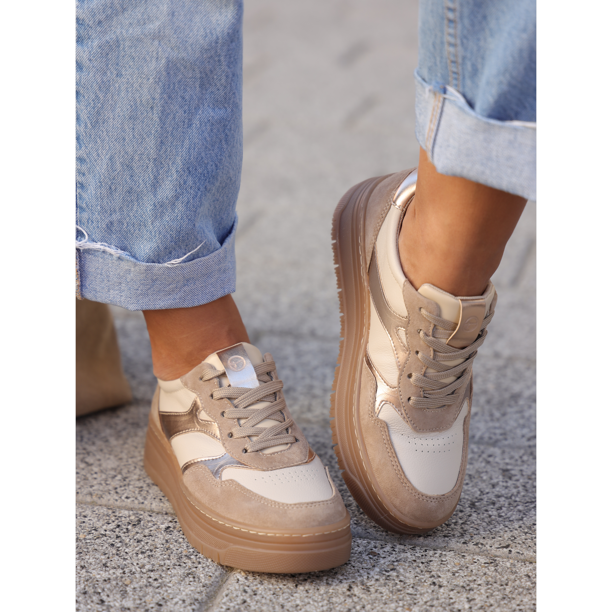 Tamaris plitke ravne modne patike na šnjiranje 23717 - Obuća Monah