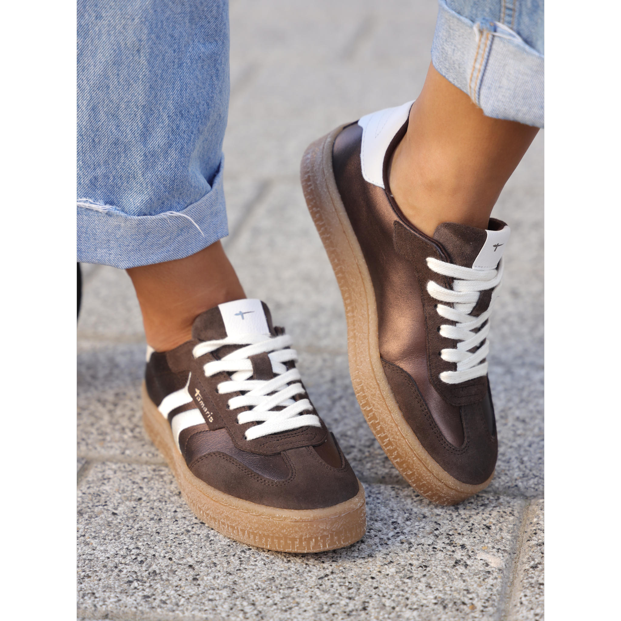 Tamaris plitke ravne modne patike na šnjiranje 23723 - Obuća Monah