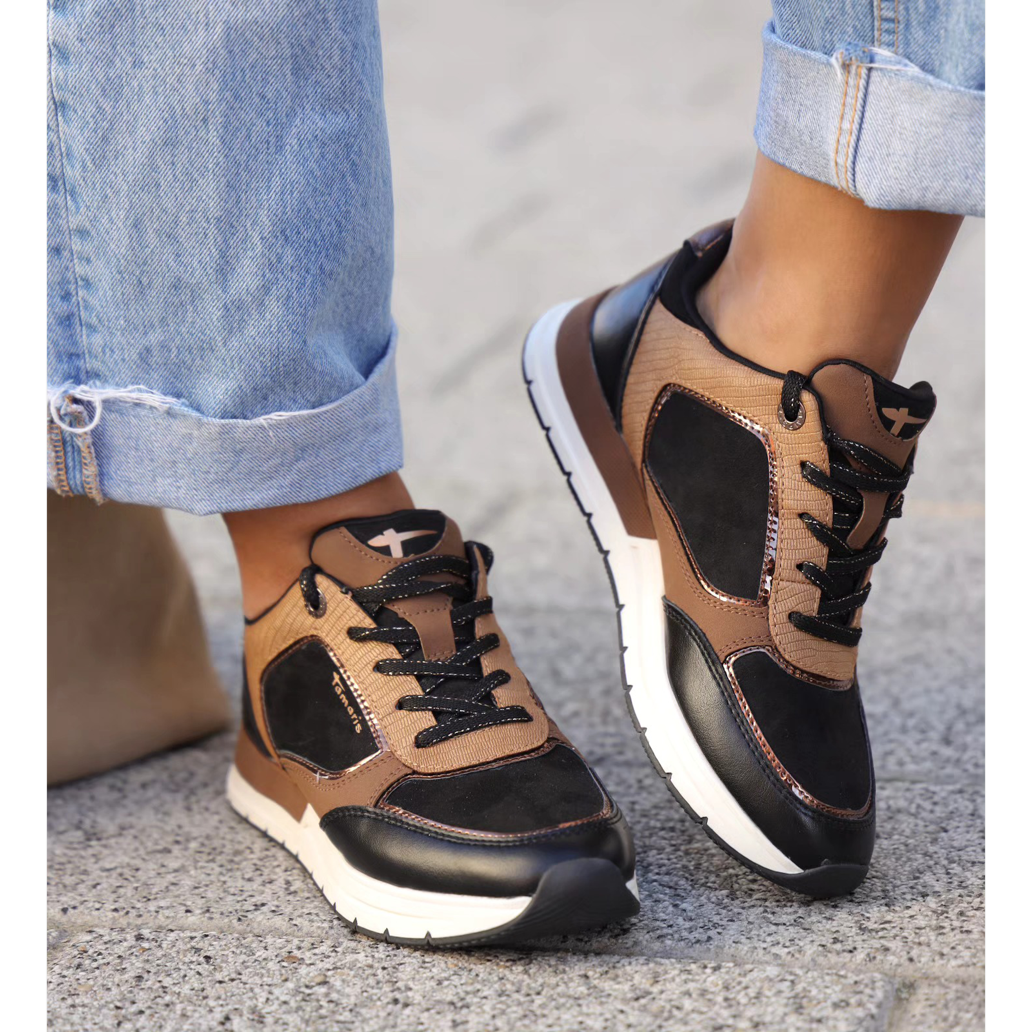 Tamaris plitke ravne modne patike na šnjiranje 23768 - Obuća Monah