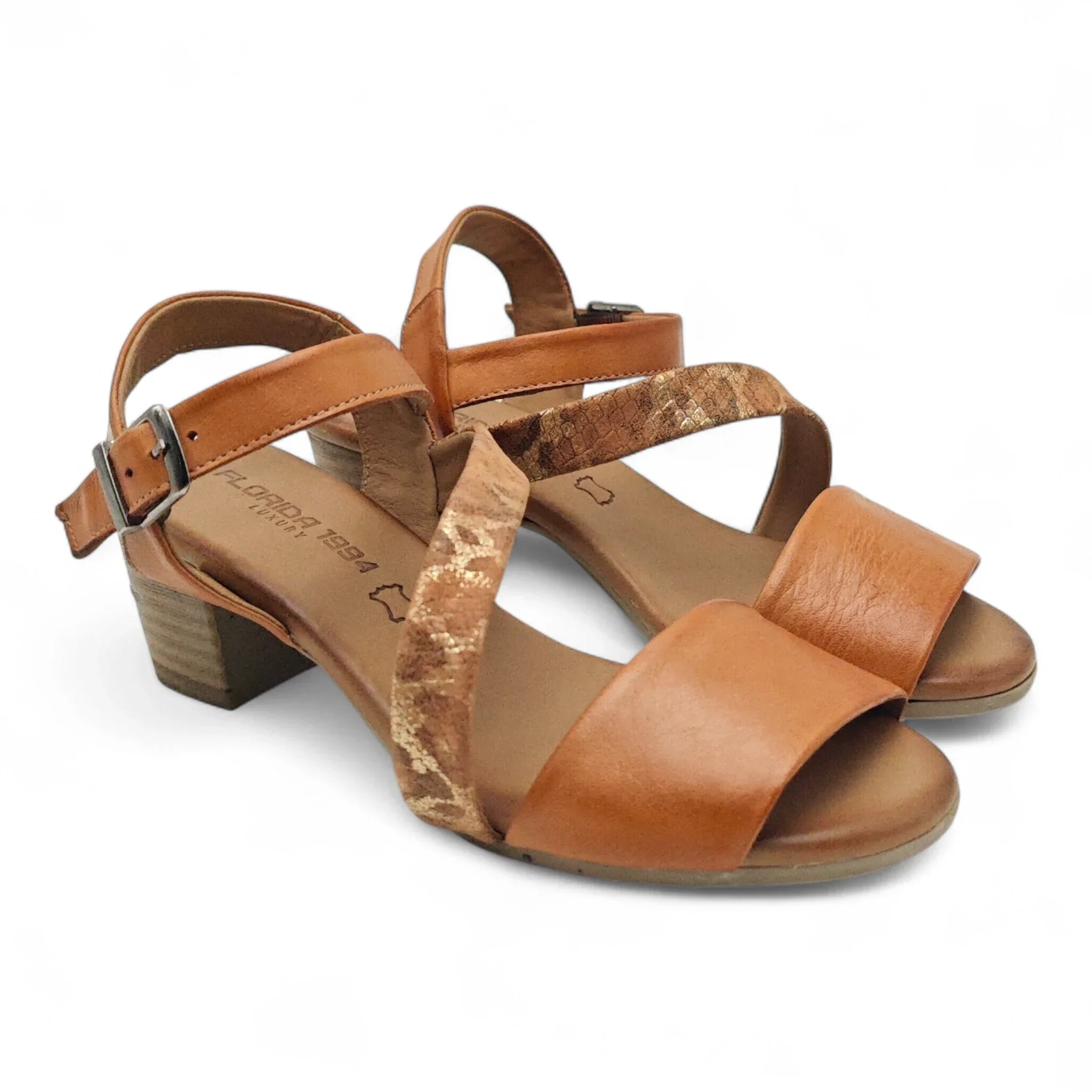 Ballerins sandale sa remenom za gležanj na blok štiklu 7225 - Obuća Monah