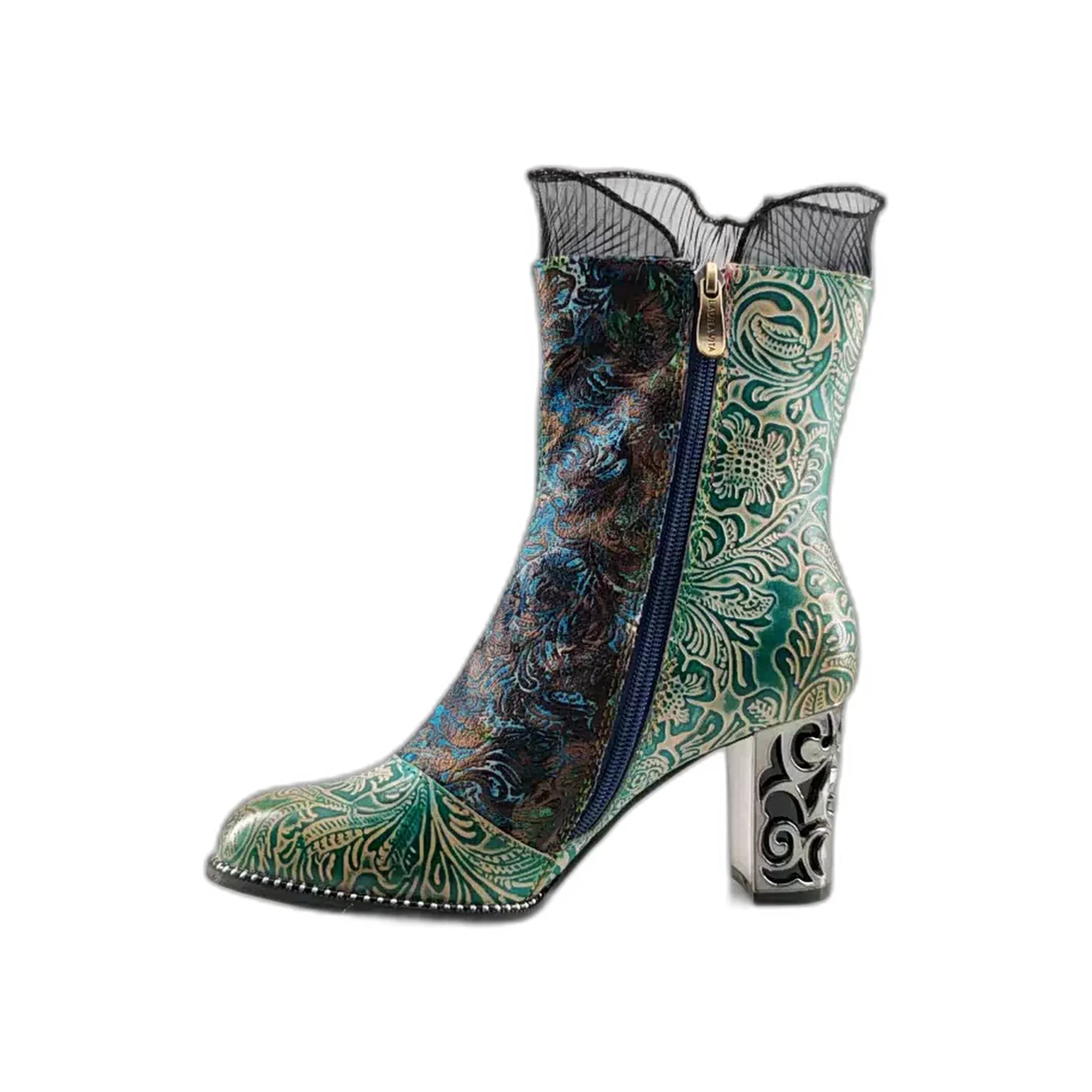 Laura Vita poluduboke čizme na blok štiklu sa zip zatvaračem 7242 - Obuća Monah