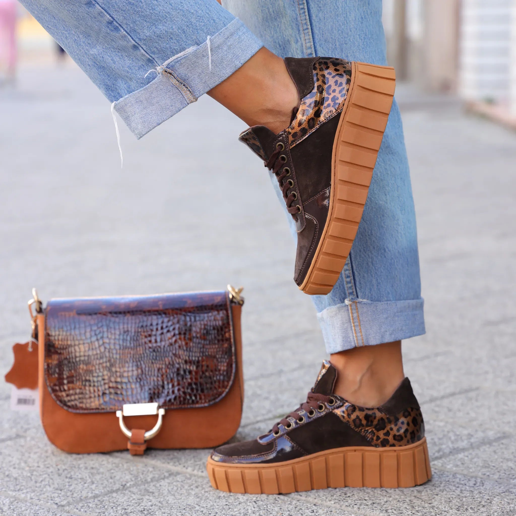 Moda Pelle plitke ravne modne patike na šnjiranje 10160