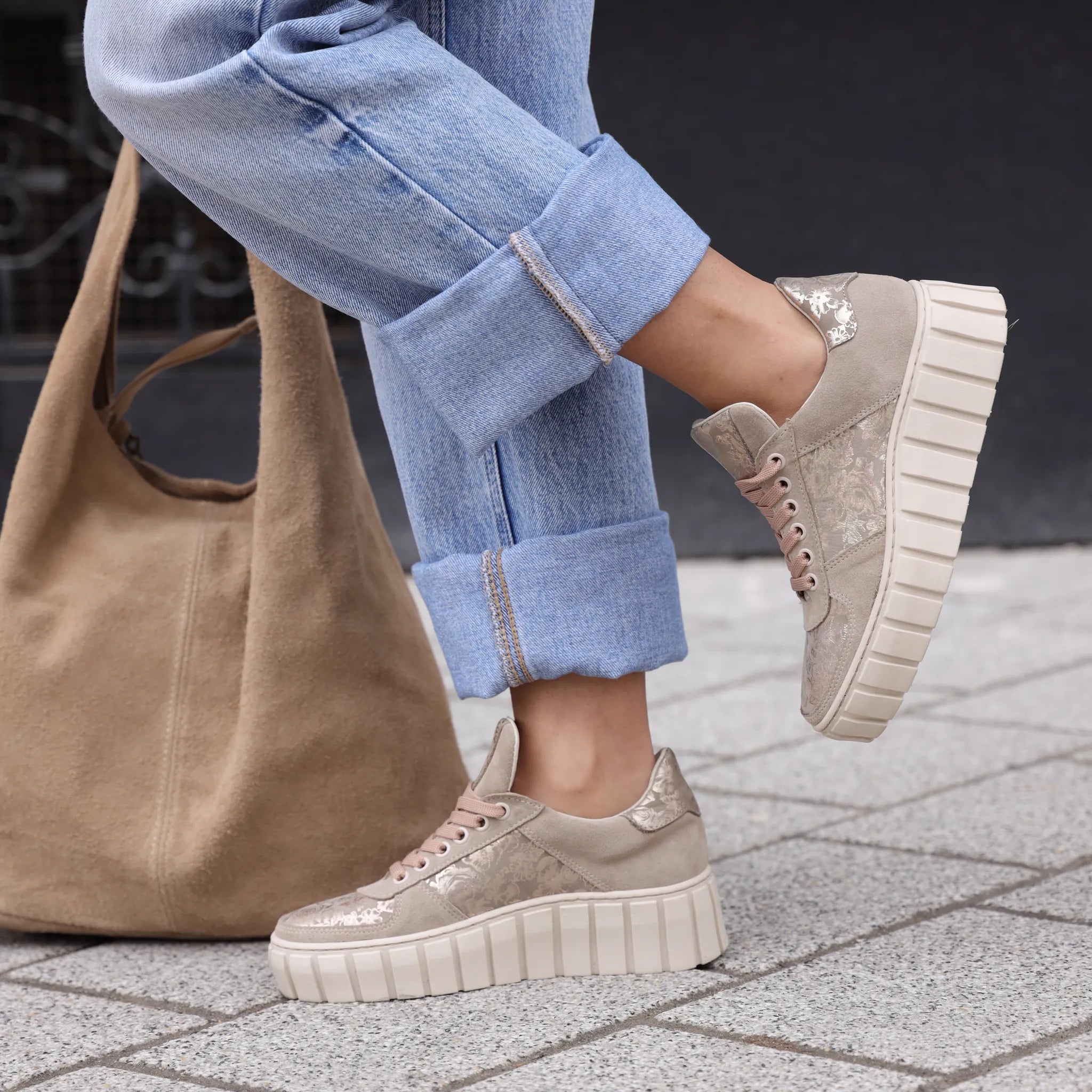 Moda Pelle plitke ravne modne patike na šnjiranje 10160 - Obuća Monah