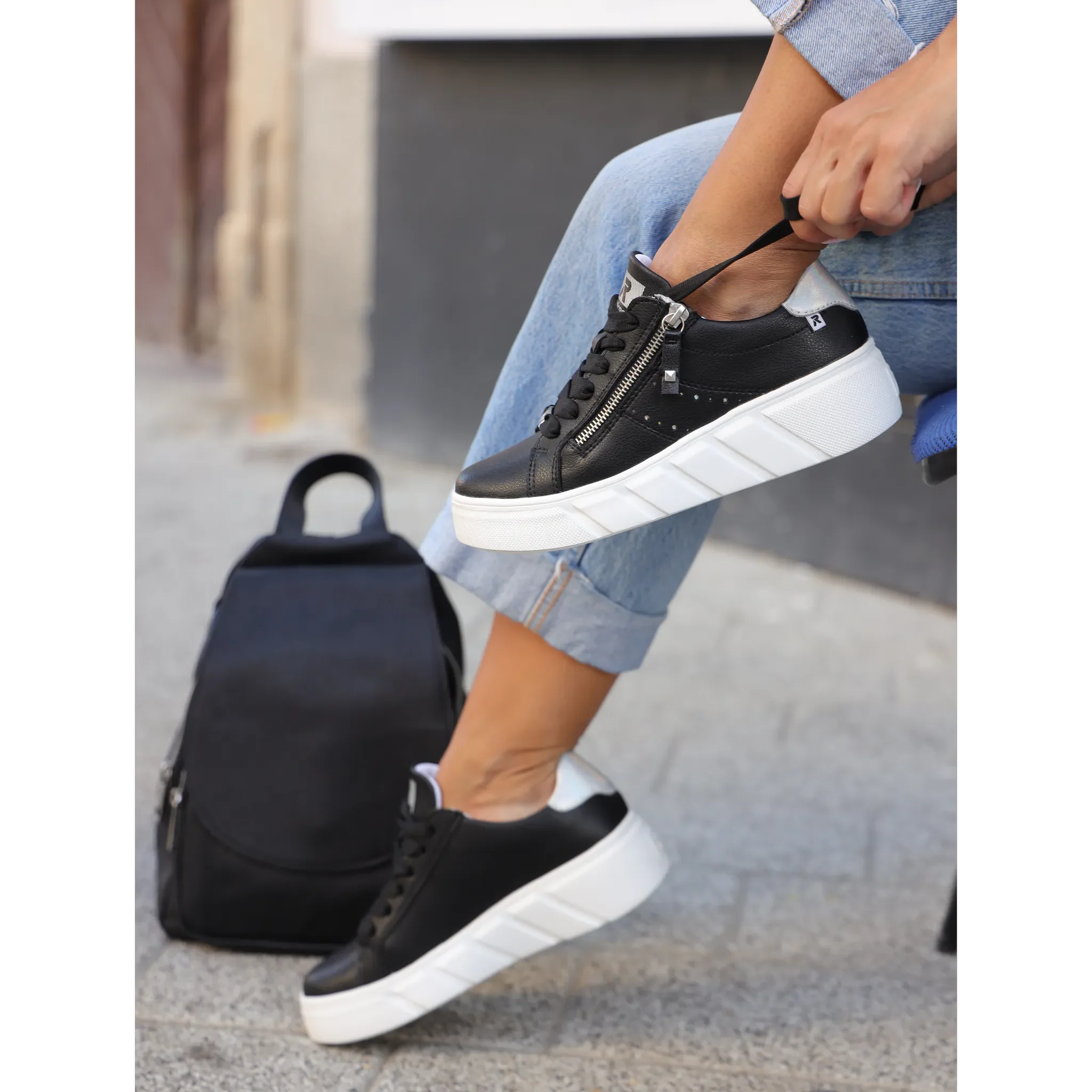 Rieker 2605 crna on foot
