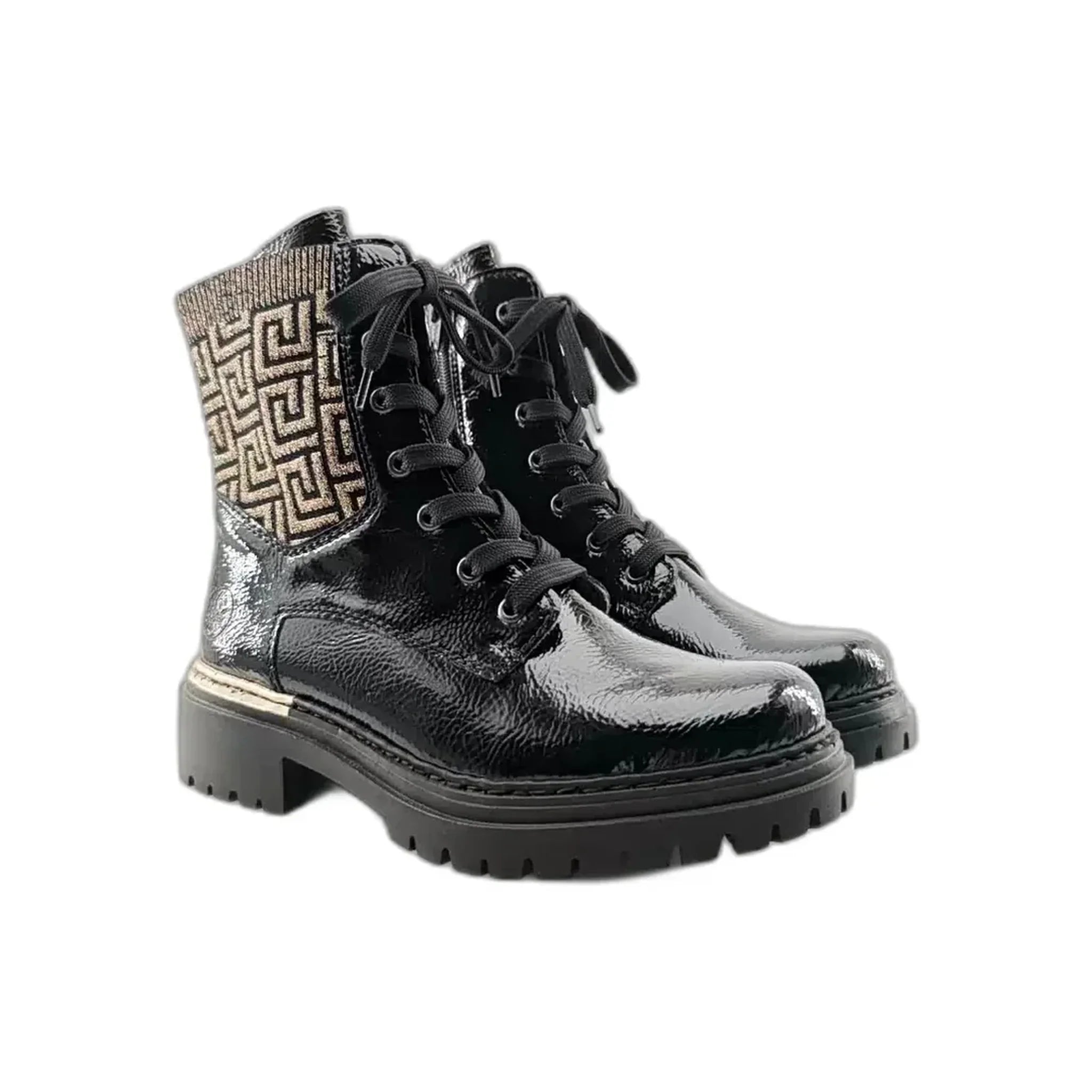 Rieker 72607 crni lak pogled spreda
