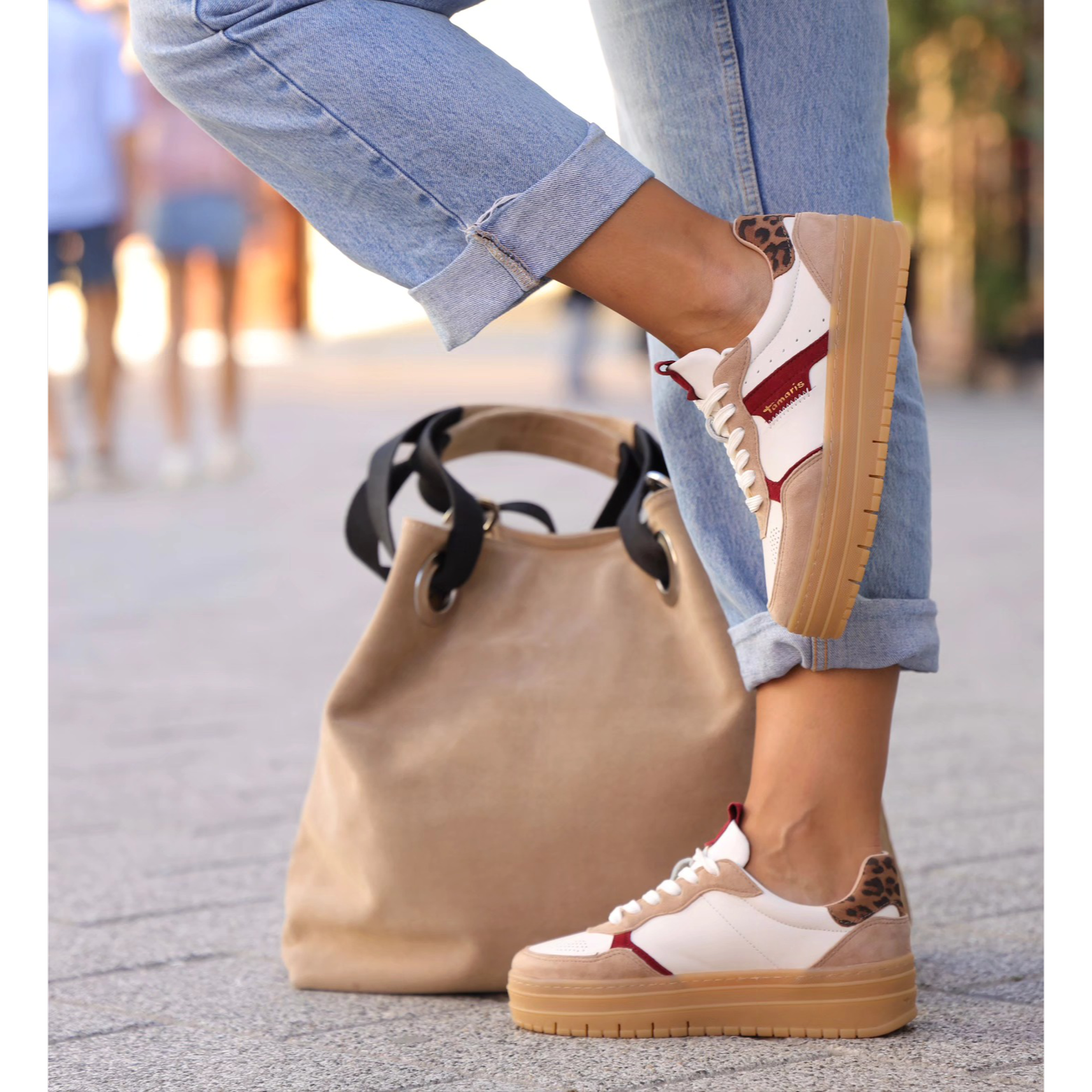 Tamaris plitke ravne modne patike na šnjiranje 23773 - Obuća Monah